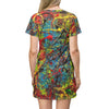 Abstract Splash Print T-Shirt Dress — Colorful Paint Splatter AOP