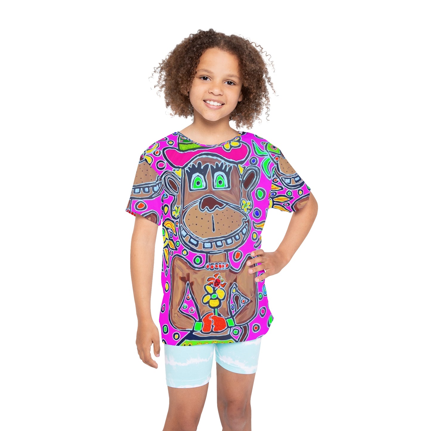Kids Neon Monkey Jersey – All‑Over Print Graphic