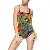 Abstract Paint Splash One-Piece Swimsuit – Colorful Artistic Women’s Swimwear